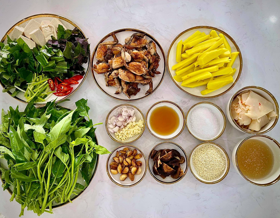 Nguyên liệu nấu lẩu ếch măng cay
